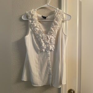White ruffled top